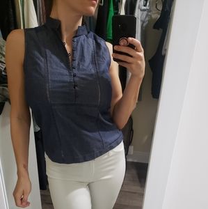 Armani exchange AX blue jean blouse